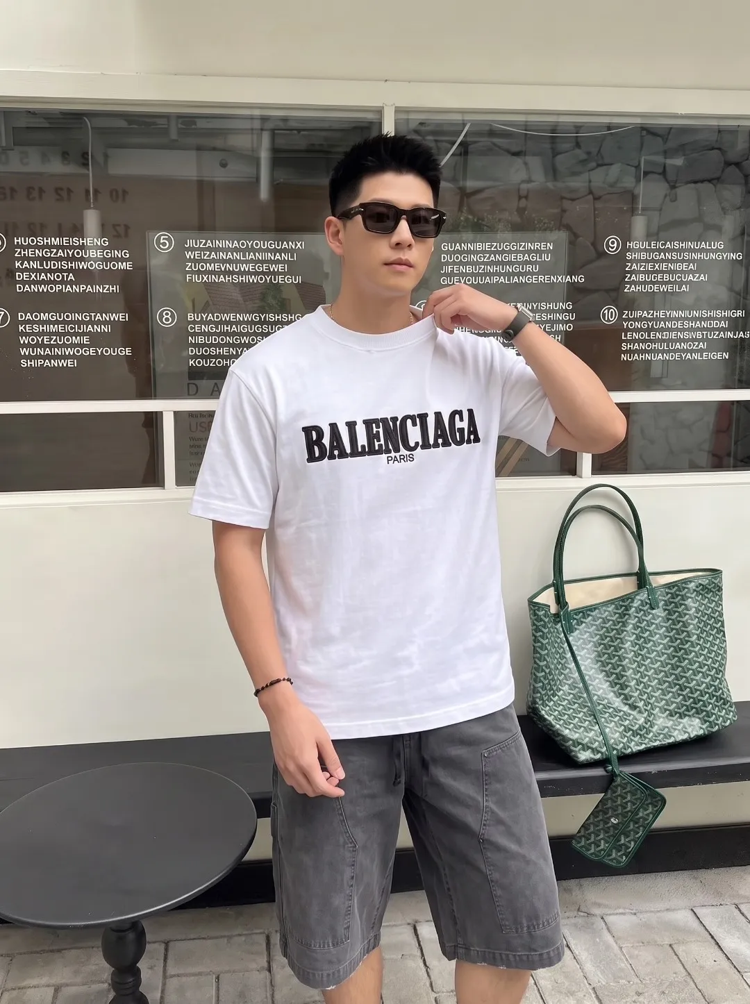 P100✨🔥 [BALENCIAGA] 2026FW short-sleeved T-shirt Premium 26s double yarn 300g fabric embroidery fraying process Color: Black White Red Size: S M L XL 2XL